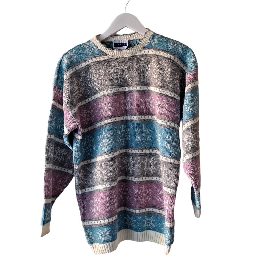 Cape Cod Sportswear Vintage Holiday Scallop Crewneck Long Sleeve Sweater -Size M